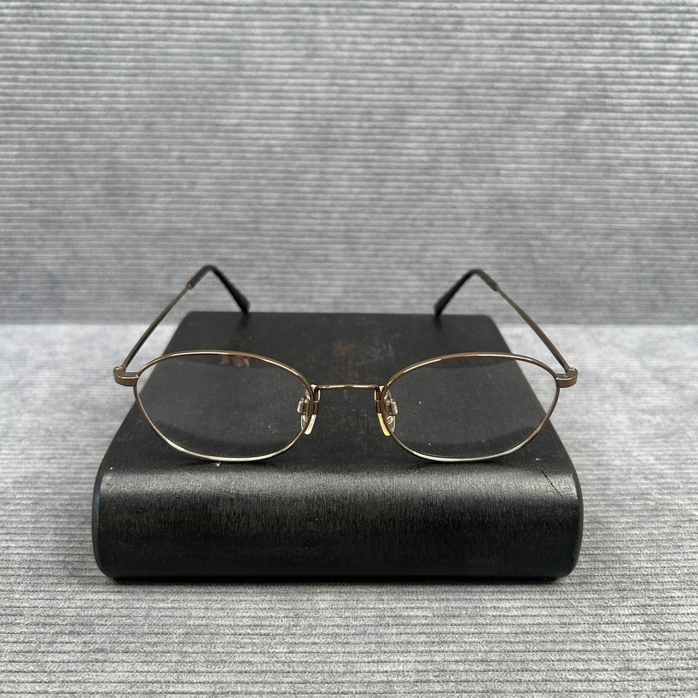 Vintage Oval Metal Eyeglasses Bronze Copper Tone Minimalist Frame Eyewear